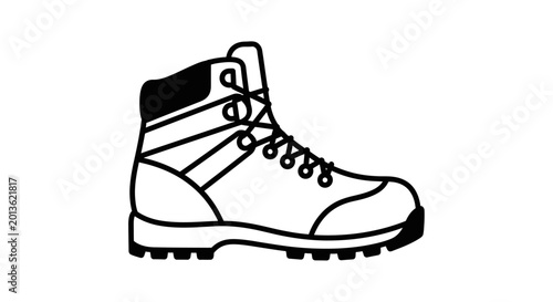 Bild auf Leinwand Hiking Boot Icon - Black and White Vector Illustration