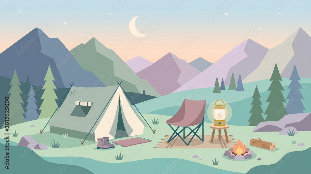 Fototapeta premium Camping And Hiking Background