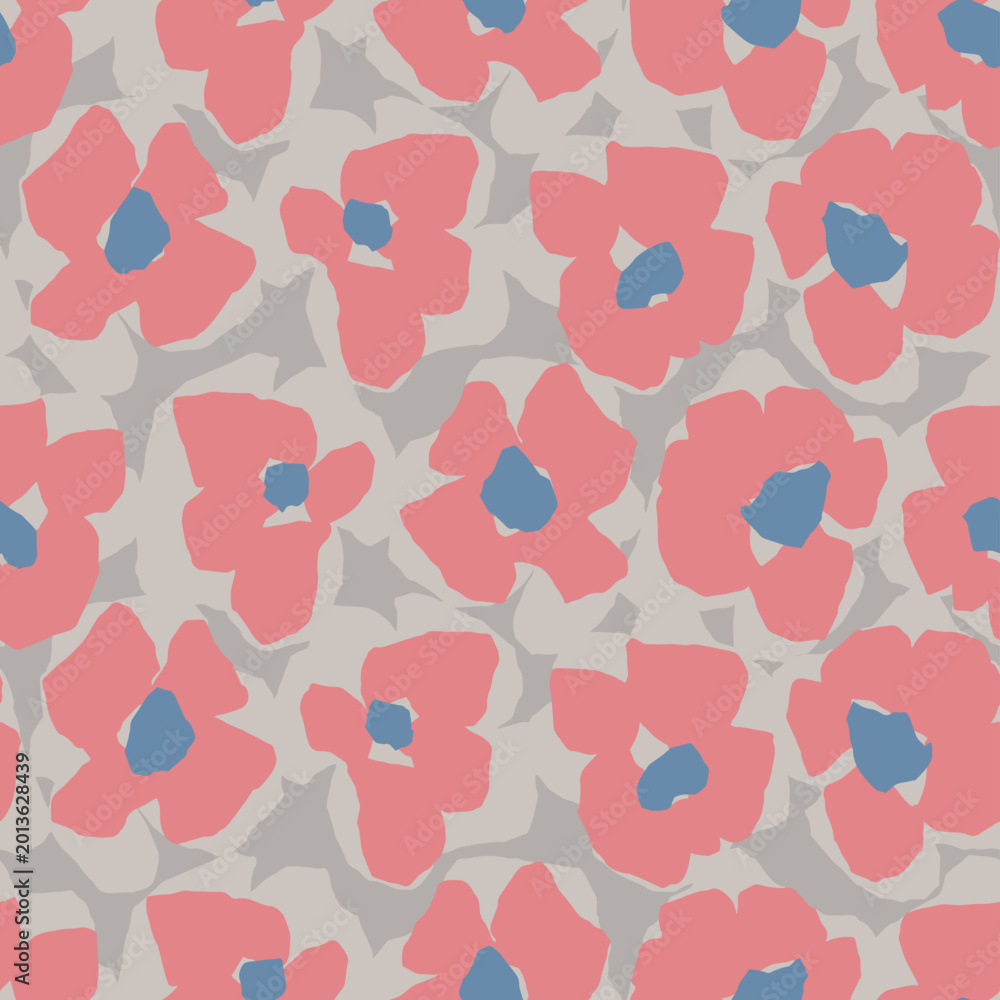 Fototapeta premium Vector abstract retro pink floral seamless pattern