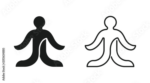 Minimalist icon of seated human form representing meditation or mindfulness and balance.