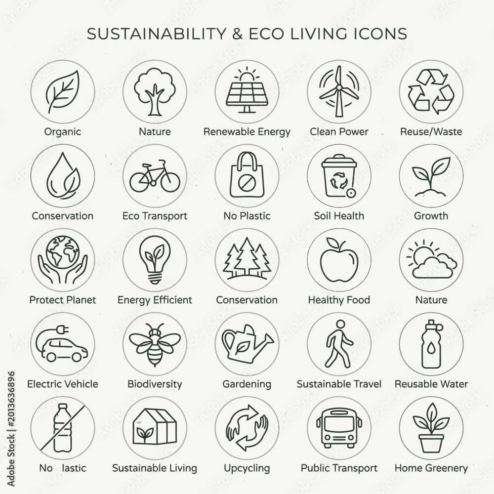 Fototapeta premium Eco Friendly Living Icons Set.
