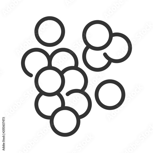 Tableau sur toile 2D pixel perfect editable black coccus icon, isolated vector, simple thin line illustration representing bacteria