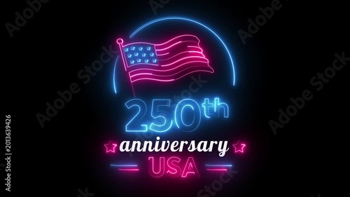 4th of july 250th anniversary of the USA Independence Day with flag , 250 years Independence Day celebration video greeting for United States of America. Memorial Day Fourth of july (1776-2026)