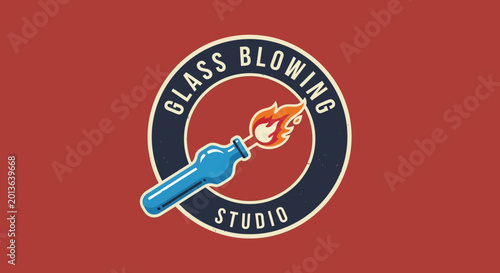 Bild auf Leinwand Glass Blowing Studio Logo Icon