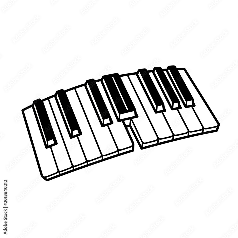 Fototapeta premium Broken Piano Keyboard Illustration - Music Concept