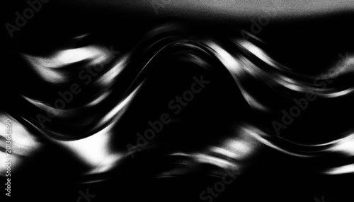 Abstract black and white flowing liquid waves with highlights