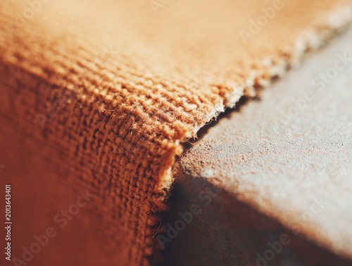 Close-up of soft textile pressed against cold metal surface for textural design Abstract study of tactile material surface and texture, exploring density, depth and tangible physical embodiment.