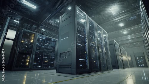 Data center servers are working continuously, managing and storing vast amounts of digital information and providing critical infrastructure for modern technology and cloud computing