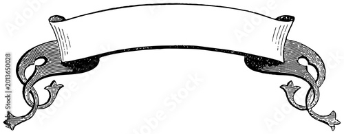 Φωτογραφία Curved Vintage Engraved Ribbon - Black Arching Parchment Scroll Banner PNG