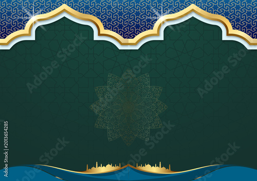 blue background with gold ornament
