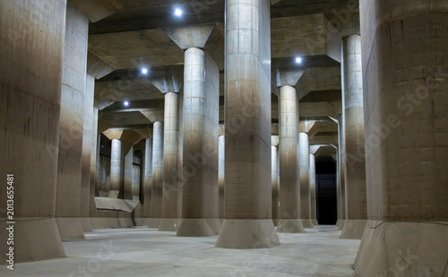  world's largest underground flood water diversion facility in Metropolitan Area Outer Underground Discharge Channel also known as G-Cans Project in Saitama prefecture, 