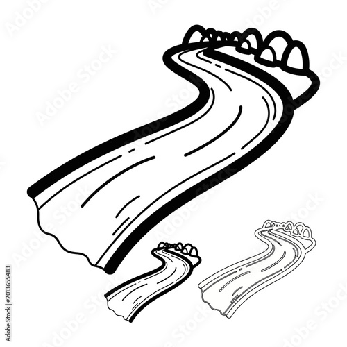Quadro su tela Hand-drawn Winding Road Illustration with Mountains