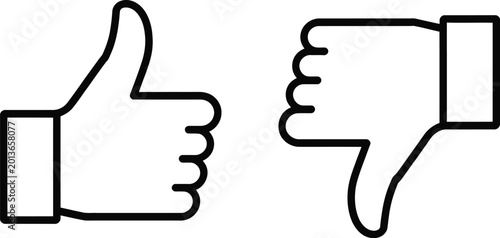 Fotografía Like and dislike icons set, thumbs up and thumbs down vector illustration for fe