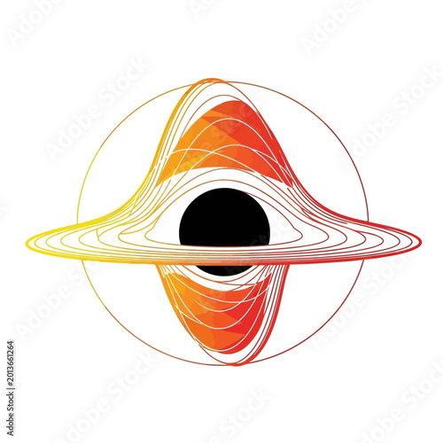 Photos Stylized Black Hole with Accretion Disk and Gravitational Lensing Effect