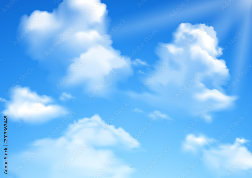 Obraz premium Vector art illustration design of cloud, weather, clear, cumulus, cloudy, bright, season, sunny, sun, forecast, nature, wind, object, climate, meteorology, sunshine, sky, object, icon, element