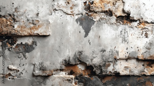 Close-up of decaying brick and plaster, showcasing textures of age, erosion, and weathered surfaces