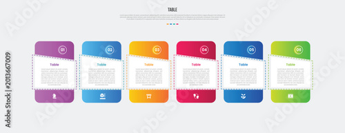 Fotografie Table box base shape infographics gradient template diagram with vertical dotted