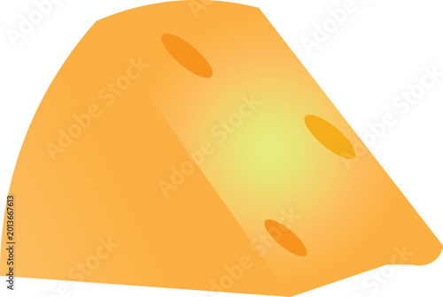 Vászonkép Vector illustration of a wedge of cheese with holes on a white background