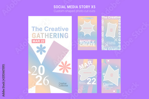 Creative Social Media Story Templates for Events with Custom Photo Cut-Out Shapes, Modern Editable Instagram Story Set
