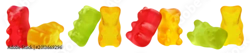 Panel kuchenny z motywem Set of colorful gummy bear candies, isolated on cutout transparent background