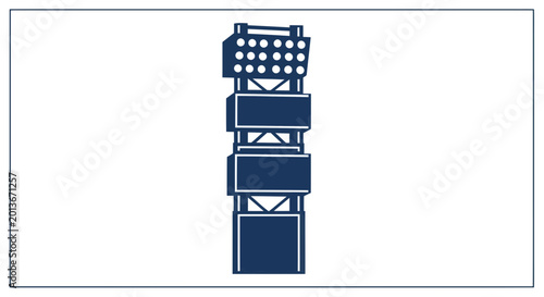 Tableau sur toile Modern stadium floodlight tower with screens, outdoor sports lighting system