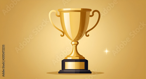 golden trophy cup vector illustration, victory award symbol graphic, champion trophy design, winner achievement clipart, success cup illustration, competition prize vector, luxury gold trophy artwork,