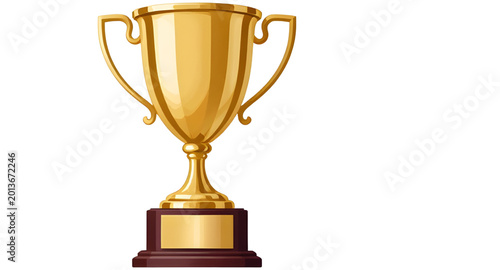 golden trophy cup vector illustration, victory award symbol graphic, champion trophy design, winner achievement clipart, success cup illustration, competition prize vector, luxury gold trophy artwork,