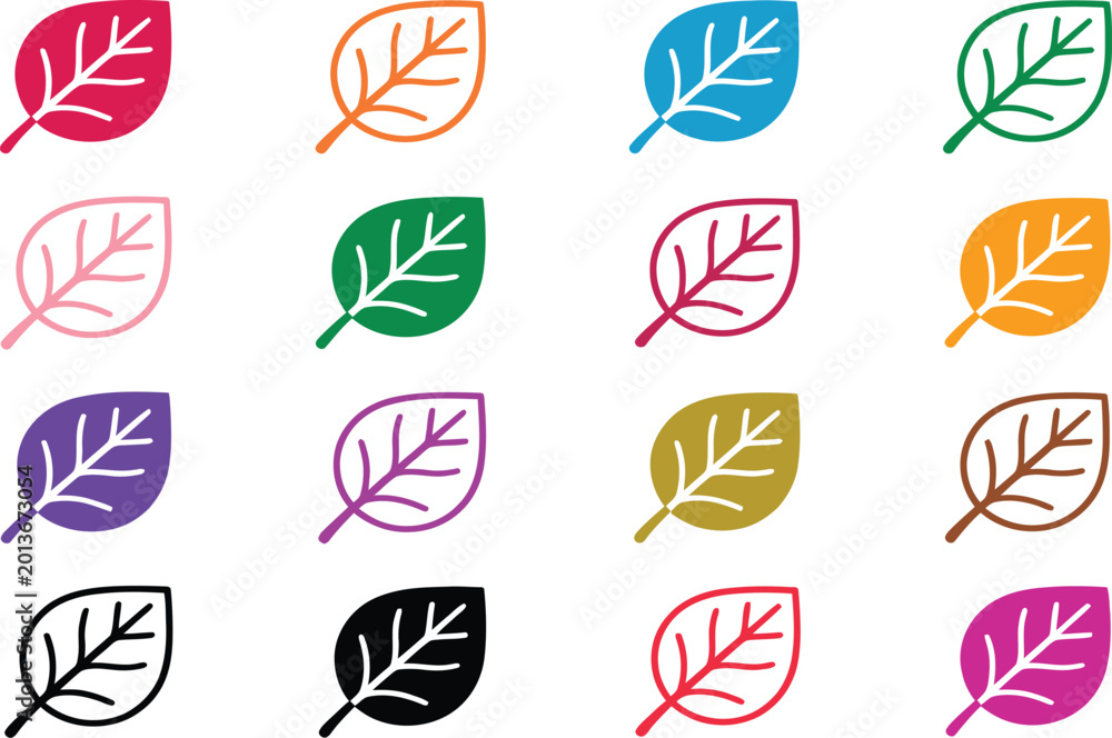 Fototapeta premium Multicolor leaf icons set