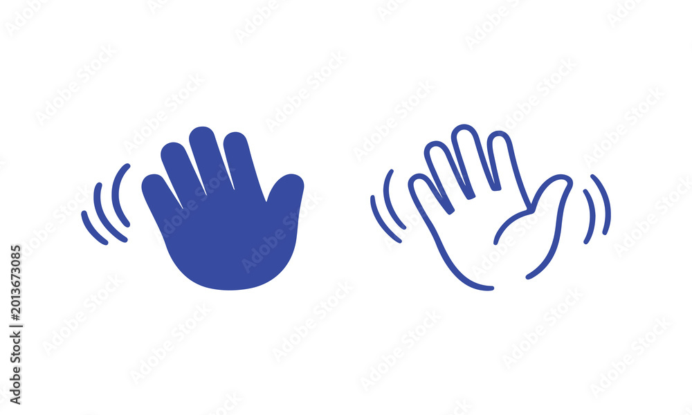 Fototapeta premium Waving Hand Gesture Vector Icon Set for Greeting and Communication Design