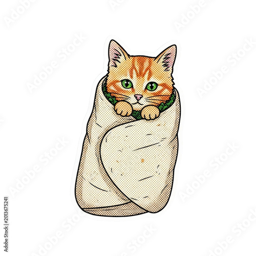 Cute cat wrapped in a burrito.