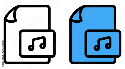 Schilderij op canvas Music File Document Icon Set – Audio Media Vector Illustration