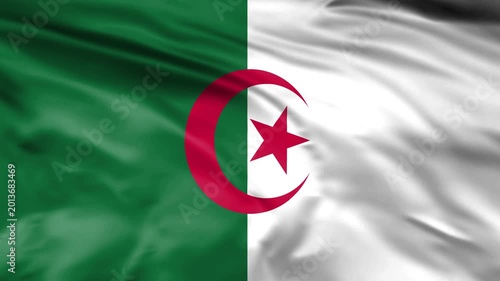Algeria national flag waving in wind 4k loopable. realistic algerian flag animation loop.