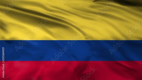 colombia national flag waving in wind 4k loopable. realistic colombian flag animation.