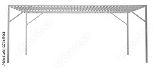 Schilderij op canvas wide horizontal 3d render of an industrial metal pergola frame