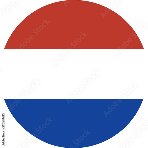 Free Download minimalist circular dutch tricolor flag vector illustration in modern flat style with vibrant red white blue stripes and clean geometric symmetry - GFXLoad