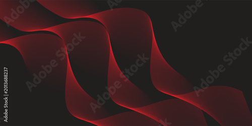 Vászonkép Elegant flowing crimson waves dance gracefully across mysterious black canvas in