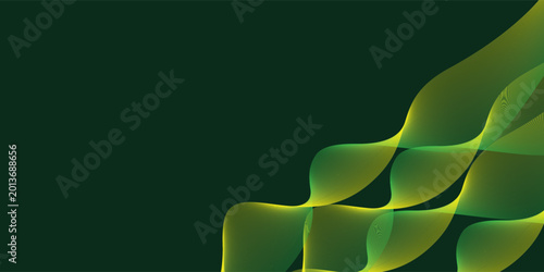 Foto Elegant flowing green waves dance gracefully across a deep emerald canvas, creat