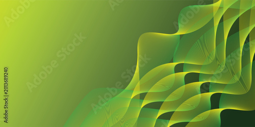 Bild auf Leinwand Elegant flowing green waves dance gracefully across a deep emerald canvas, creat