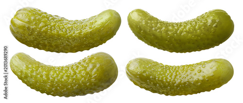 Valokuva Pickled cucumber gherkins set, isolated on cutout transparent background