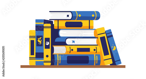 Schilderij op canvas Stack of colorful books, education and knowledge concept, illustration