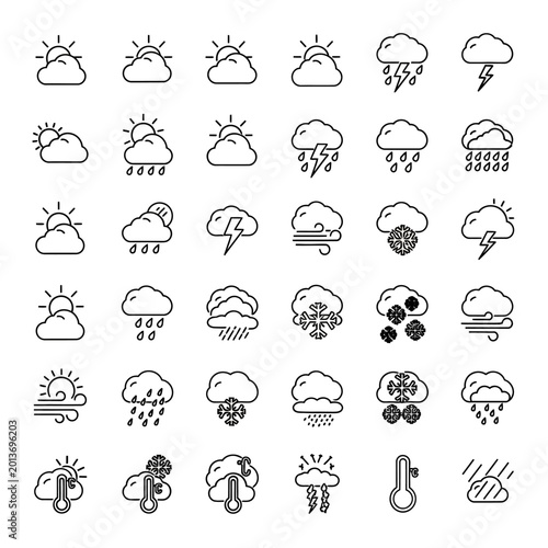 Φωτογραφία Weather forecast icons on white background.