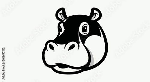 Foto Stylized hippopotamus head illustration