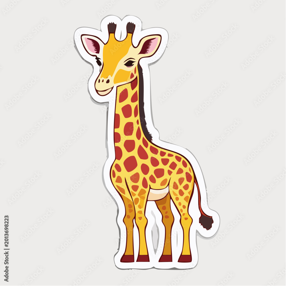 Obraz premium Cute Cartoon Giraffe Sticker