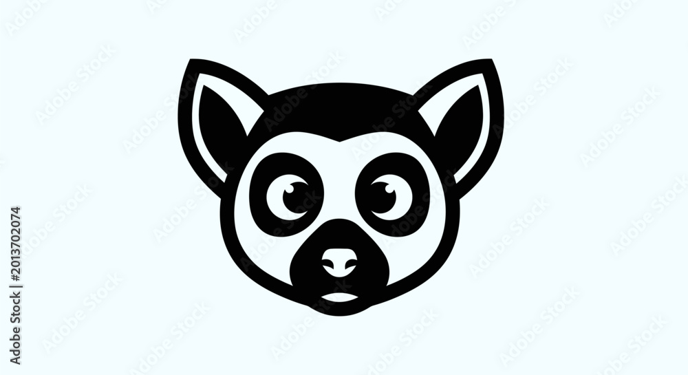 Fototapeta premium Stylized lemur face in black and white