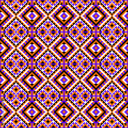 seamless geometric pixel art pattern