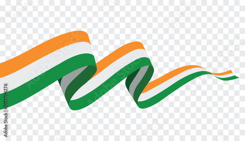 Indian Flag Ribbon Wave Illustration with Flowing Tricolor National Banner Design
