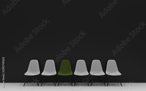 Εκτύπωση καμβά stand out green plush chair in a waiting room