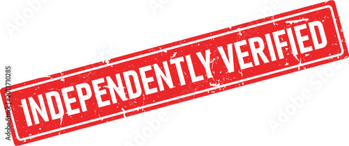 Bild auf Leinwand White text INDEPENDENTLY VERIFIED appears on a distressed red rectangular rubber