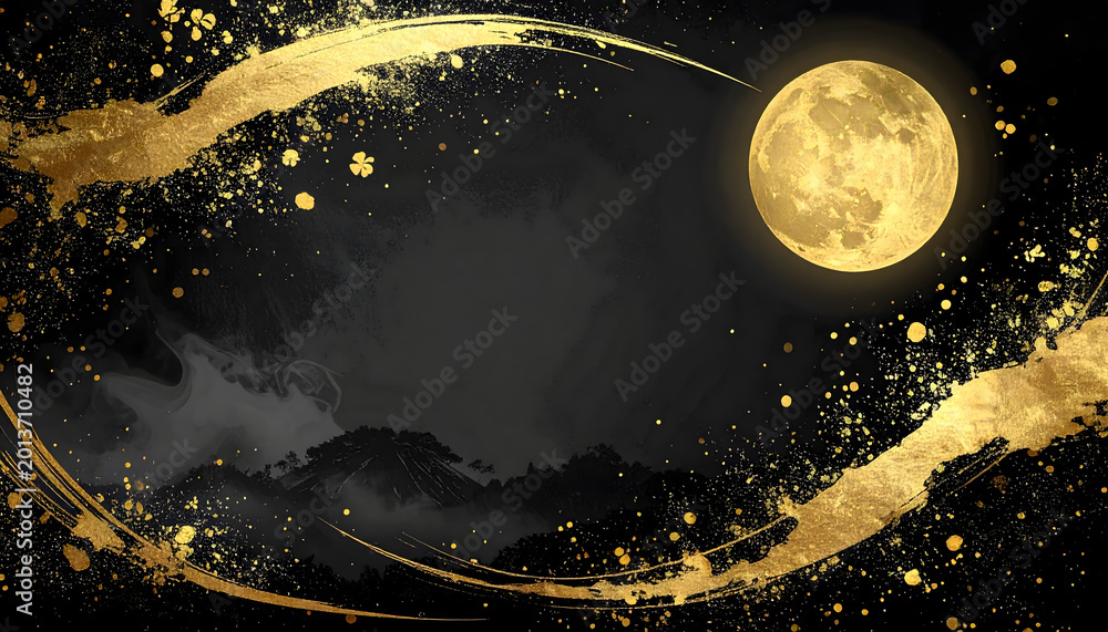 Obraz premium 月光に照らされた和幻想背景