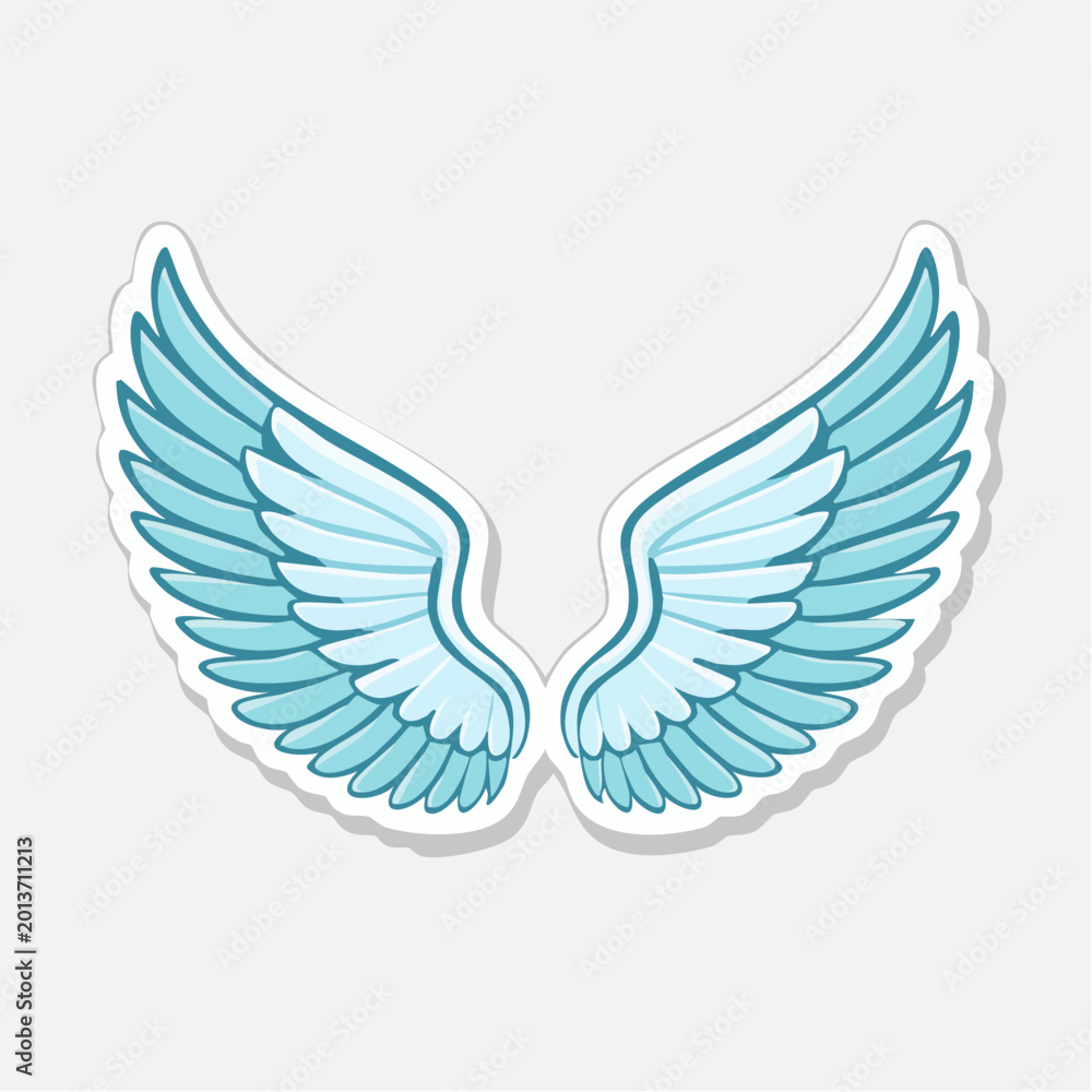 Fototapeta premium Stylized Blue Angel Wings Sticker
